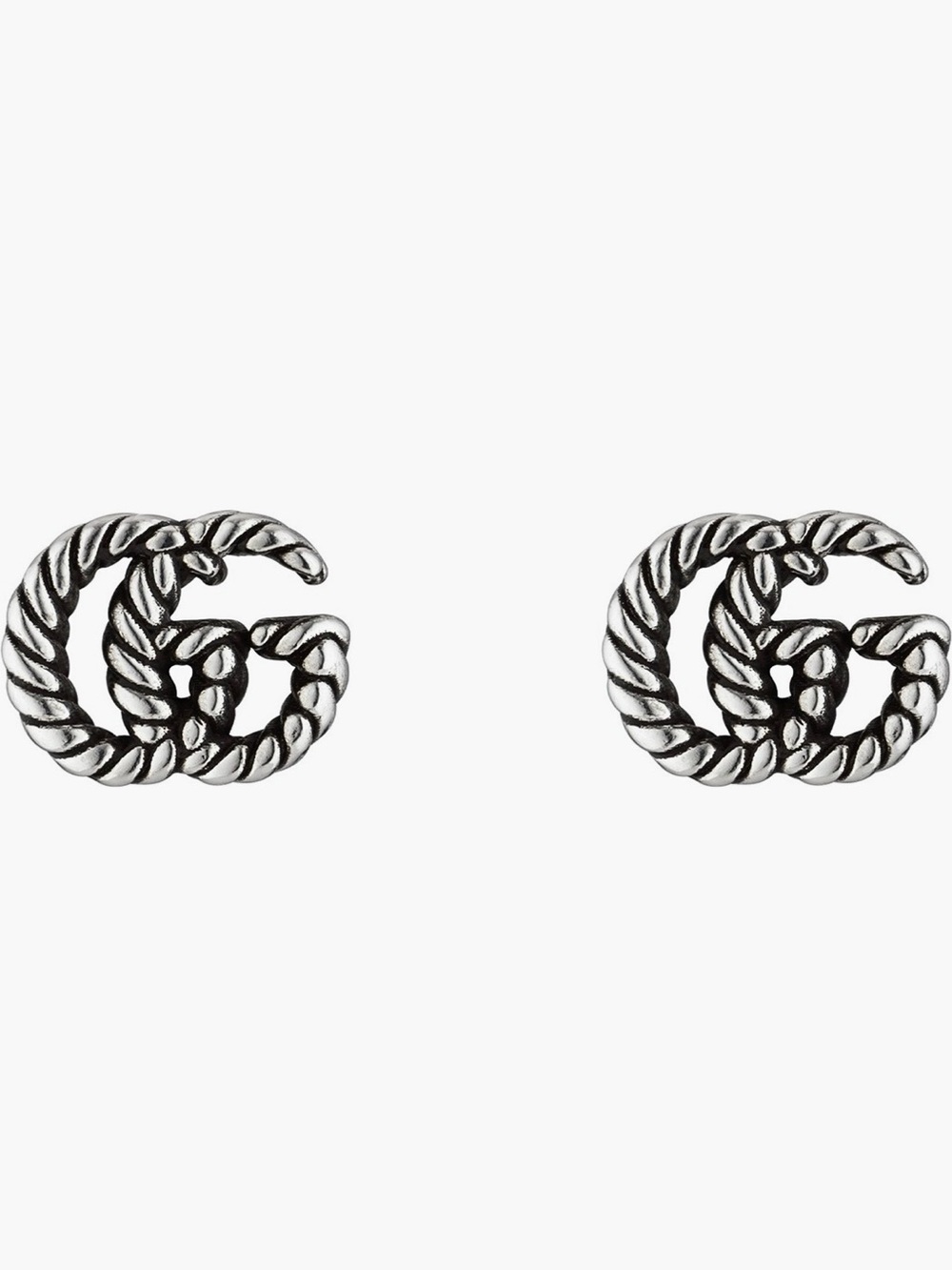 Gucci Sterling Silver Marmont Double G Stud Earrings